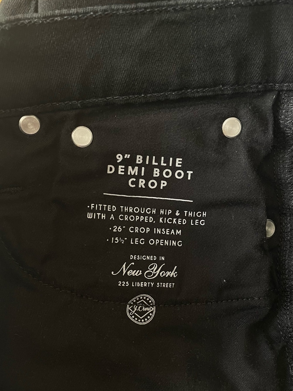 J Crew 9" Billie Demi Boot Crop Black Jeans Size 26 - Picture 6 of 7